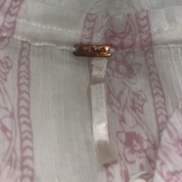 Free People Flounce Sleeve Sheer Boho Hippie peasant Blouse Top Ruffle Feminine - Picture 6 of 8